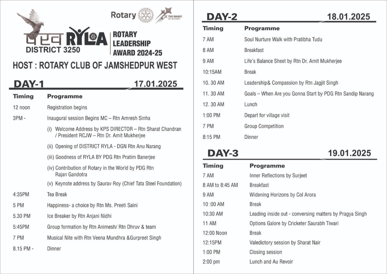 Jamshedpur: रोटरी क्लब जमशेदपुर वेस्ट ने की यूथ लीडरशिप अवार्ड्स RYLA की घोषणा, जानिए कब और कहाँ होगा कार्यक्रम
