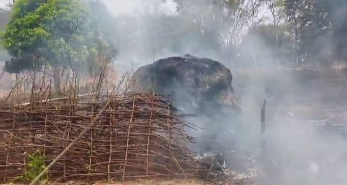CHILDREN BURNT CHAIBASA : गीतिलिपि गांव में पुआल में आग लगने से 4 बच्चे जिंदा जले, गांव में मचा कोहराम