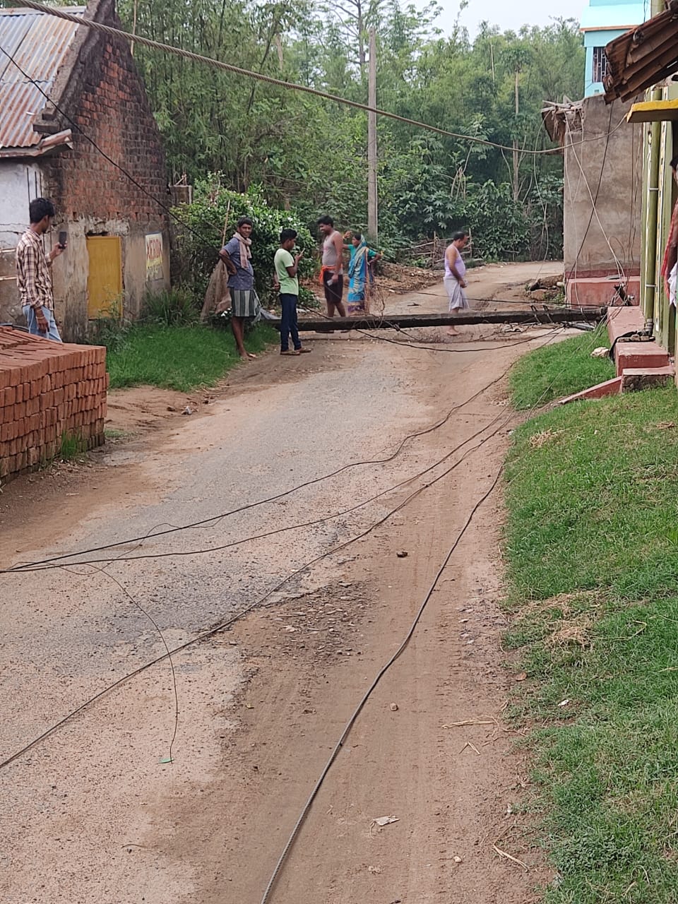 Baharagora: पंचाण्डो गांव में बिजली का पोल गिरने से मची अफरा-तफरी