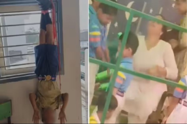 सृजन पब्लिक स्कूल में 7 साल के बच्चे के साथ क्रूरता, होमवर्क न करने पर उल्टा लटकाया