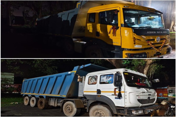 Bahragora: ओडिशा से झारखंड आ रहा था अवैध बालू, बहरागोड़ा में दो हाईवा जब्त