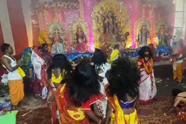 Seraikela : सरायकेला में अनोखी परंपरा: मां दुर्गा मंदिर में बखरे की बलि और खून पीने की रस्म