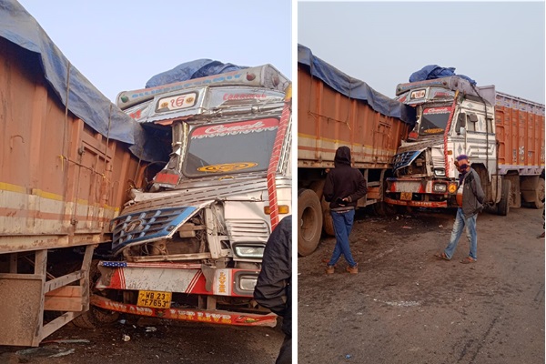 Seraikela : दो ट्रकों की भीषण भिड़ंत, एक चालक गंभीर रूप से घायल