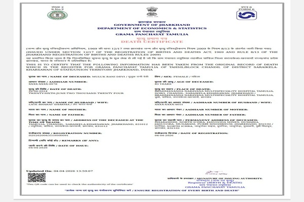 Jadugora : लूट-खसोट का अड्डा बना चांडिल प्रखंड का तामुलिया पंचायत कार्यालय, मृत्यू प्रमाण पत्र बनाने के एवज में धनराशि लेने की बीडीओ से शिकायत