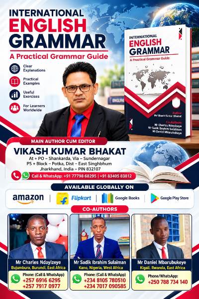 Potka : पोटका के विकास कुमार भकत व अफ्रीका के लेखकों ने मिलकर लिखी ‘इंटरनेशनल इंग्लिश ग्रामर’ ऑनलाइन मंचों पर उपलब्ध है पुस्तक
